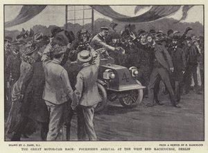 La gran carrera de automóviles, la llegada de Fournier al hipódromo de West End, Berlín de Joseph Nash